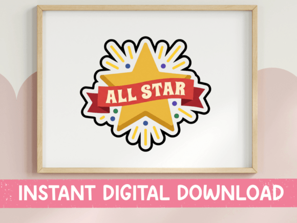 All Star Gold Star Banner Sticker