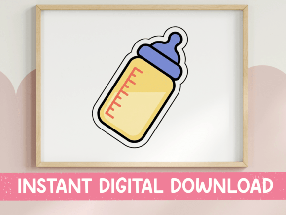 Baby Bottle Sticker Kawaii Design: Graphics for T-Shirt Designs
