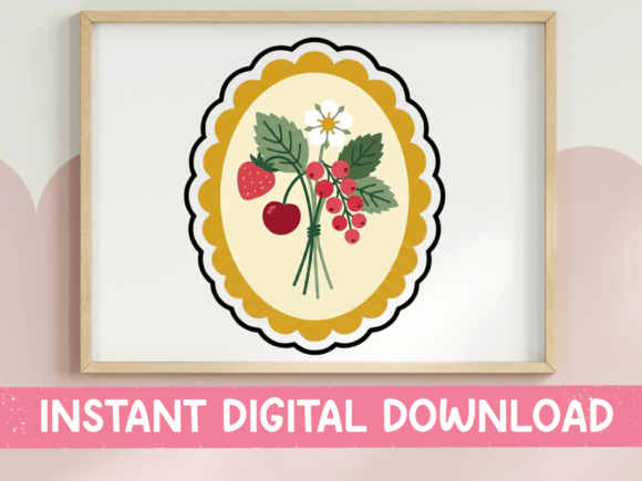 Berry Bouquet Oval Badge Sticker Graphics