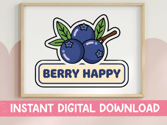 Berry Happy Blueberry Sticker Design Graphics