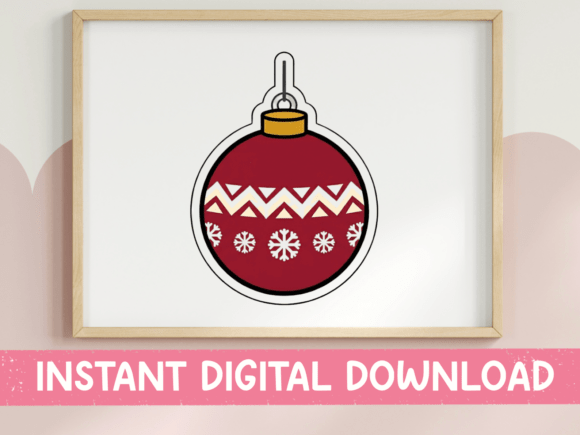 Classic Red Christmas Ornament Sticker Graphics
