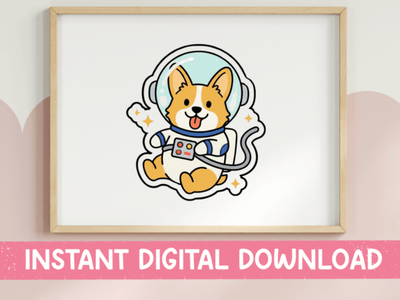 Corgi Astronaut Cute Space Dog Sticker: Graphics & T-Shirt Designs