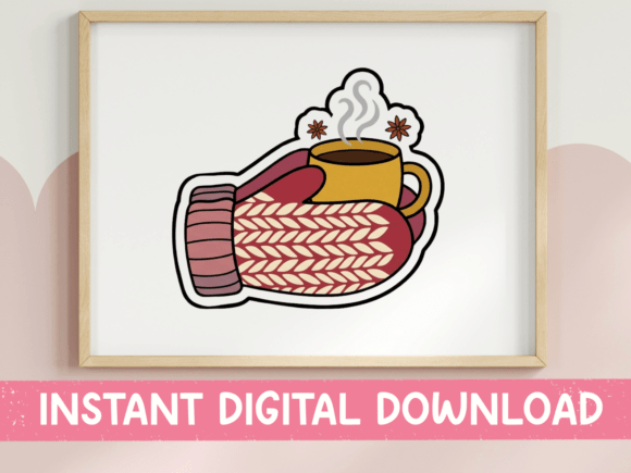 Cozy Knit Mug with Hot Drink Sticker: Graphics for T-Shirt Designs