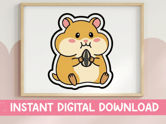 Cute Hamster Eating Seed Sticker Graphics