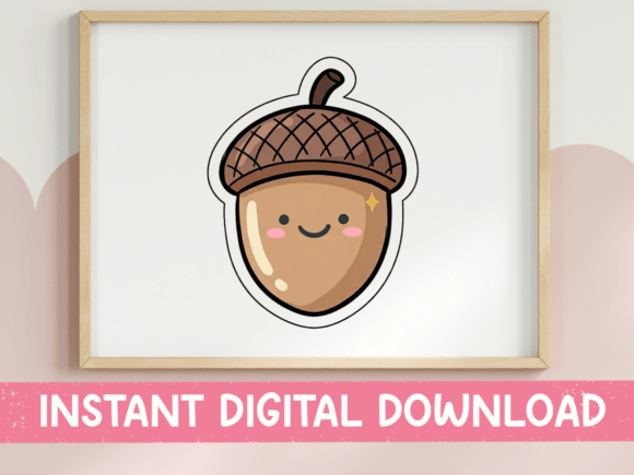 Cute Kawaii Acorn Sticker SVG for T-Shirt Designs & Graphics