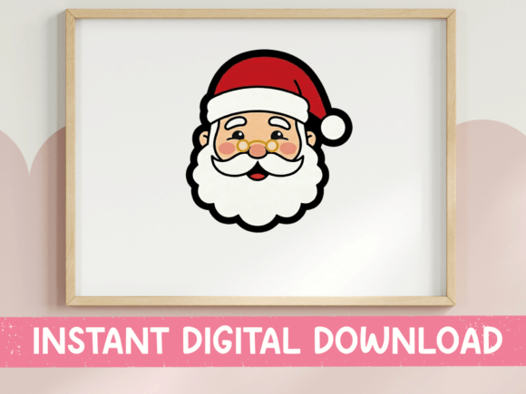 Cute Santa Claus Face Sticker Graphics for T-Shirt Designs