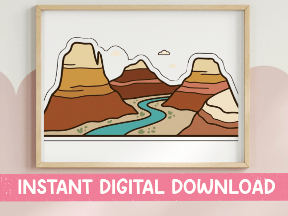 Desert Canyon Landscape Sticker: Graphics for T-Shirt Designs & Beyond