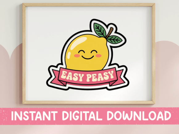 Easy Peasy Kawaii Lemon Sticker: Graphics for T-Shirt Designs