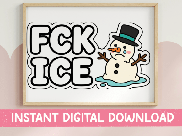 FCK ICE Melting Snowman Funny Sticker