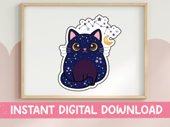 Galaxy Cat Sticker SVG: Graphics for T-Shirt Designs & Beyond