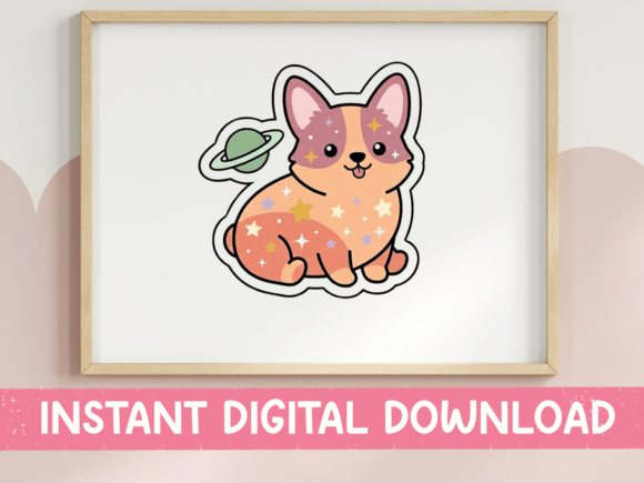 Galaxy Corgi Sticker SVG: Graphics for T-Shirt Designs