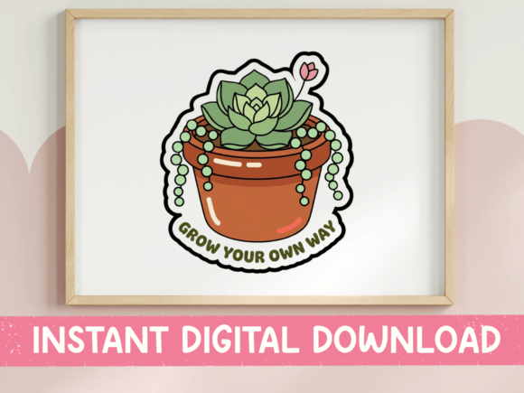 Grow Your Own Way Succulent Pot Sticker Graphics