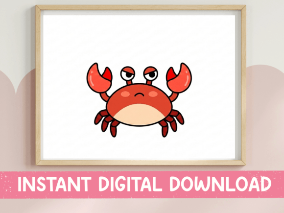 Grumpy Crab Kawaii Ocean Sticker