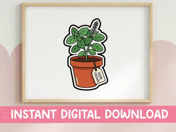 Home Grown Herb Pot Sticker: Graphics for T-Shirt Designs