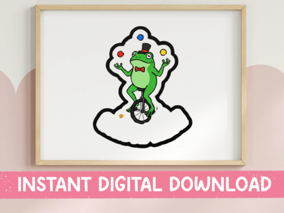 Juggling Frog Unicycle Sticker SVG: Graphics for T-Shirt Designs