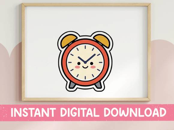 Kawaii Angry Alarm Clock Sticker: Graphics for T-Shirt Designs & Local Branding