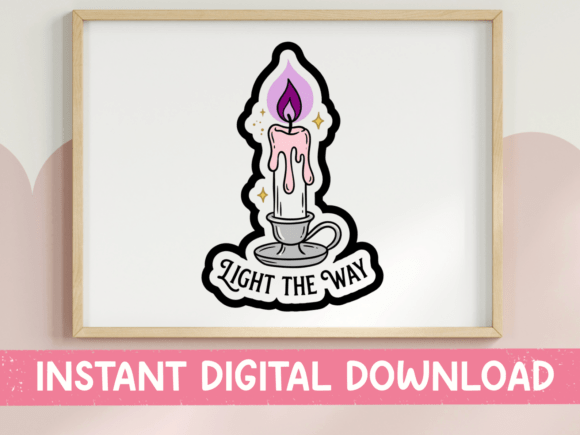 Light the Way Candle Sticker SVG: Graphics for T-Shirt Designs & Editorial Use