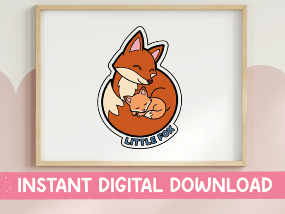 Little Fox Mama Baby Fox Sticker Graphics