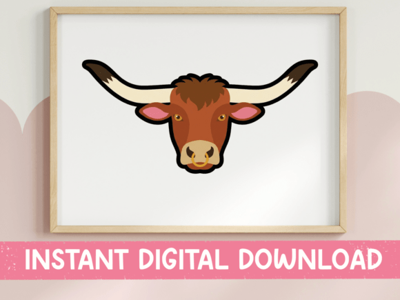 Longhorn Bull Face Sticker Design: Graphics for T-Shirt Designs