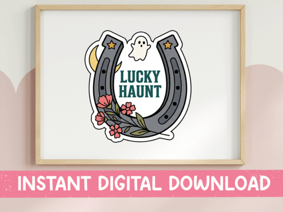 Lucky Haunt Horseshoe Ghost Sticker Graphics