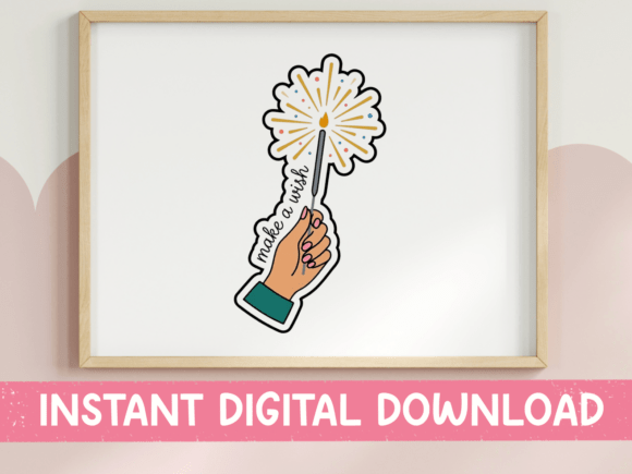 Make a Wish Sparkler Hand Sticker Graphics for T-Shirt Designs