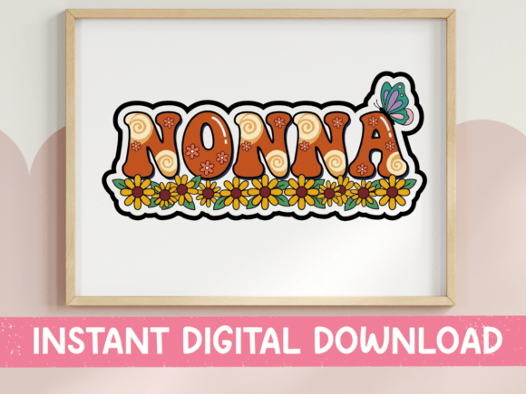 Nonna Retro Sunflower Floral Sticker: Graphics & T-Shirt Designs