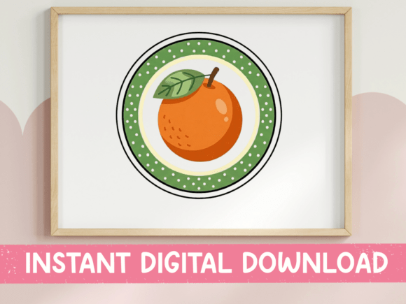 Orange Fruit Circle Sticker Design: Graphics for T-Shirt Designs
