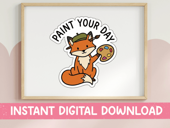 Paint Your Day Fox Artist Sticker Design