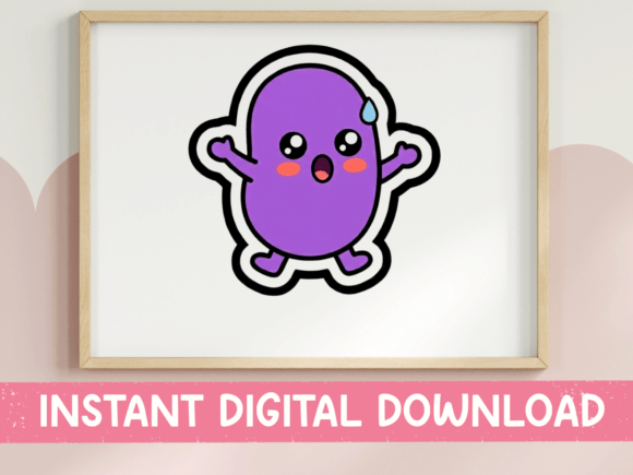 Panicked Kawaii Bean Character Sticker