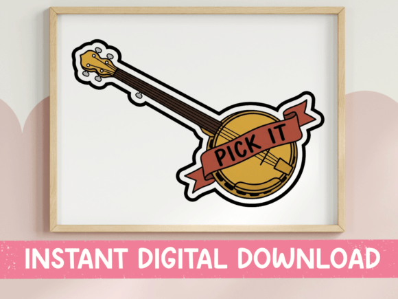 Pick It Banjo Music Sticker: Graphics for T-Shirt Designs