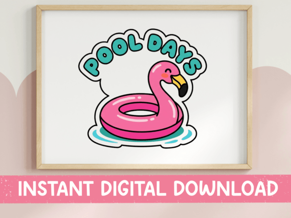 Pool Days Flamingo Float Sticker Graphics