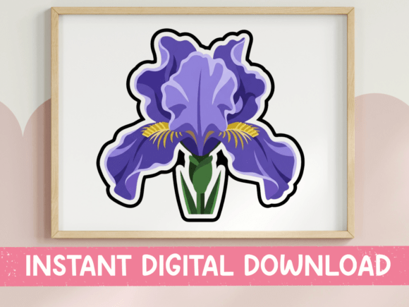 Purple Iris Botanical Sticker Design: Graphics for T-Shirt Designs & Branding