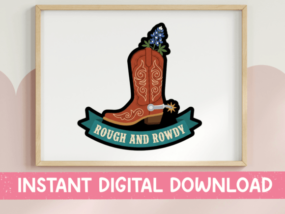 Rough and Rowdy Cowboy Boot Sticker Graphics