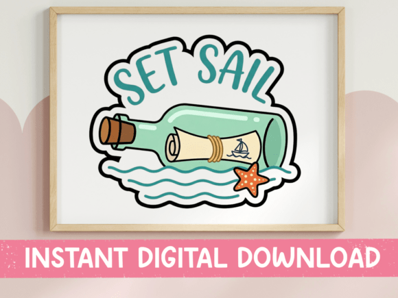 Set Sail Message in a Bottle Sticker Graphics