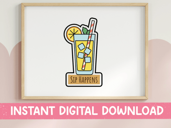 Sip Happens Lemonade Glass Sticker: Graphics & T-Shirt Designs