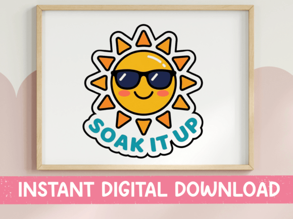 Soak It Up Cool Sun Sticker: Graphics for T-Shirt Designs