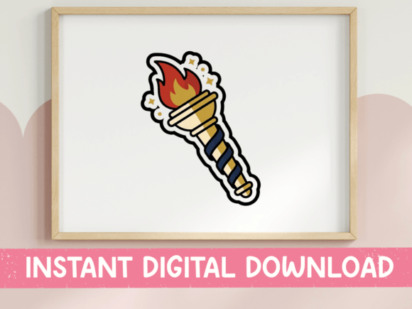 Torch Sticker Flame Olympic Fire Design Graphics