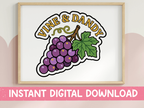 Vine and Dandy Grape Cluster Sticker: Graphics for T-Shirt Designs
