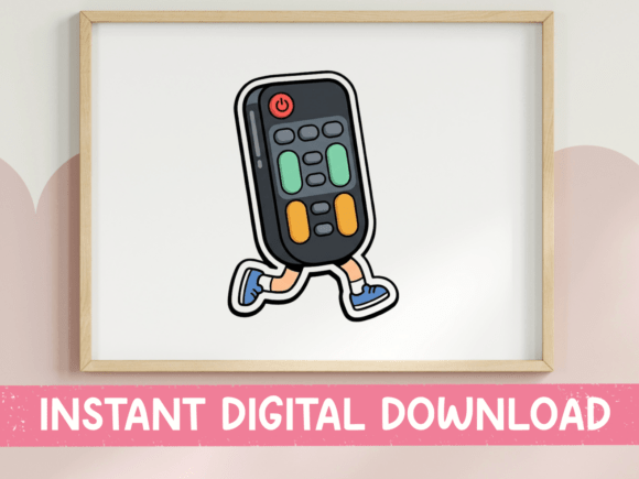 Walking TV Remote Funny Sticker Graphics