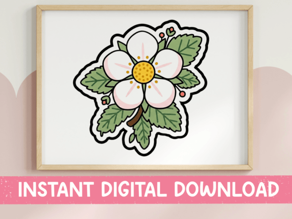 Wild Rose Flower Sticker Design: Graphics for T-Shirt Designs
