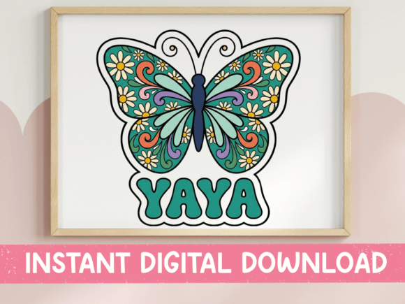 Yaya Boho Butterfly Floral Sticker: Graphics for T-Shirt Designs